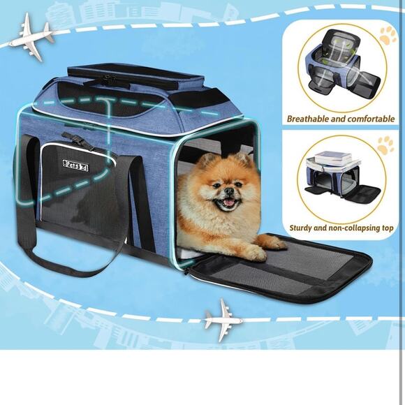 Top-Expandable Pet Carrier Alaska Airline Approved Soft-Sided Small Cats Dogs - Picture 6 of 8